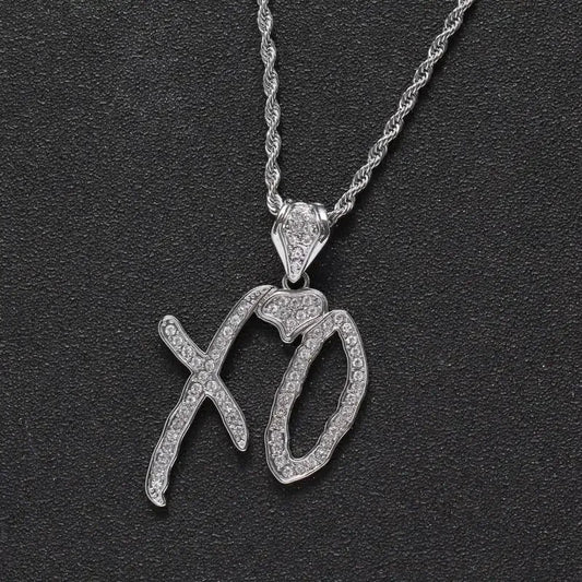 Luckacco Hip Hop Ice Out Zircon Letter Otf Letter Pendant Necklace for Men and Women Fashion Rock Party Jewelry Gift