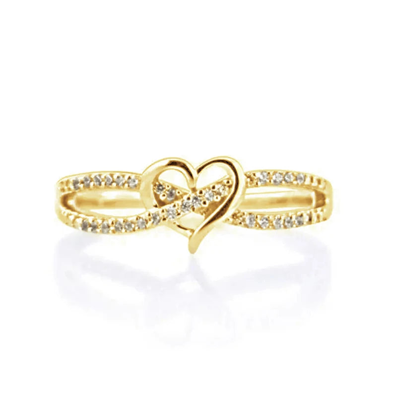 luckacco daily picks graceful silver color/gold color heart ring lady engagement accessories with bright zirconia bridal wedding band jewelry