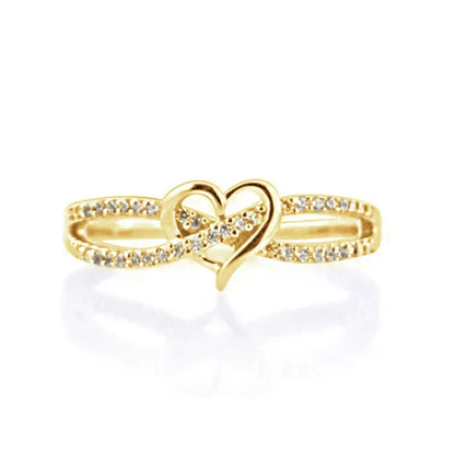 Luckacco daily picks Graceful Silver Color/Gold Color Heart Ring Lady Engagement Accessories with Bright Zirconia Bridal Wedding Band Jewelry
