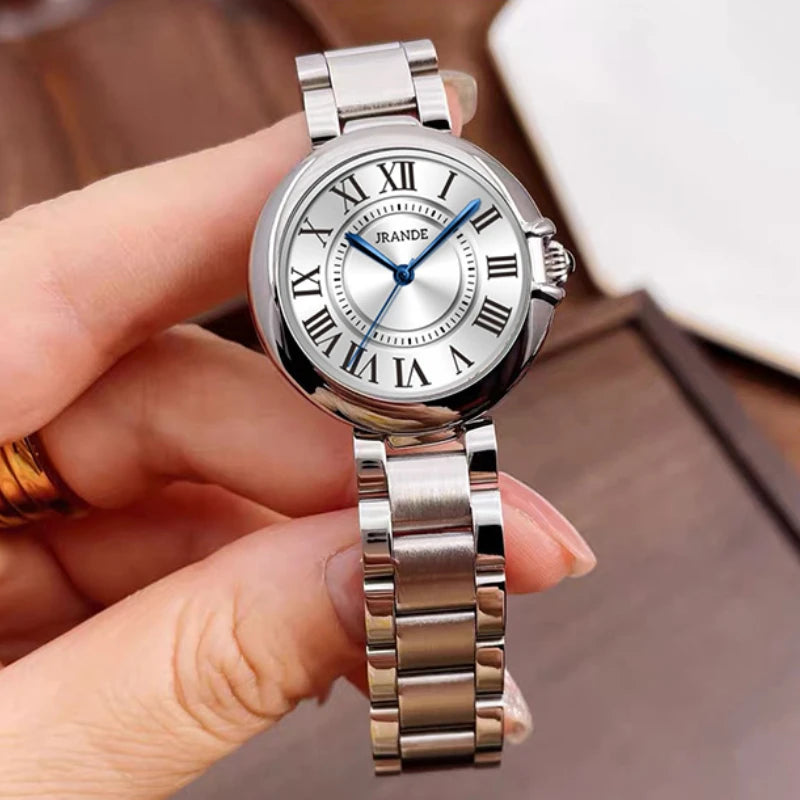 luckacco vintage classic blue balloon ladies watch roman scale dial automatic waterproof luxury student quartz watch fashion trend