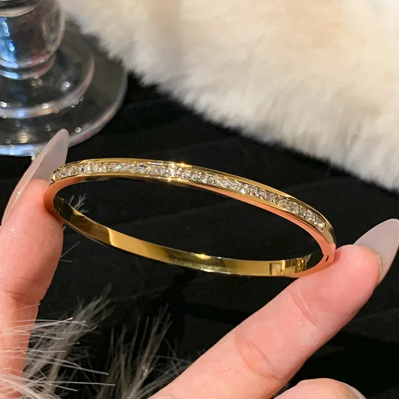 luckacco silver color stainless steel colorfast bracelets skyful star bracelet set for women fashion light luxury jewelry gifts
