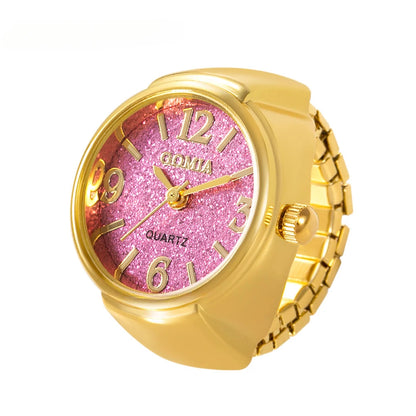 Luckacco Couple Finger Watch Ring Vintage Punk Elastic Alloy Band Men Women Jewelry Clock Roman Numerals Dial 28Style Mini Quartz Watches