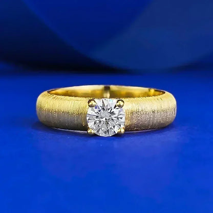 Luckacco 14K Gold Vintage Lab Diamond Ring 100% Real 925 Sterling Silver Party Wedding Band Rings for Women Engagement Jewelry Gift