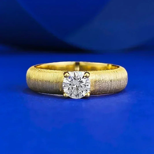 Luckacco 14K Gold Vintage Lab Diamond Ring 100% Real 925 Sterling Silver Party Wedding Band Rings for Women Engagement Jewelry Gift