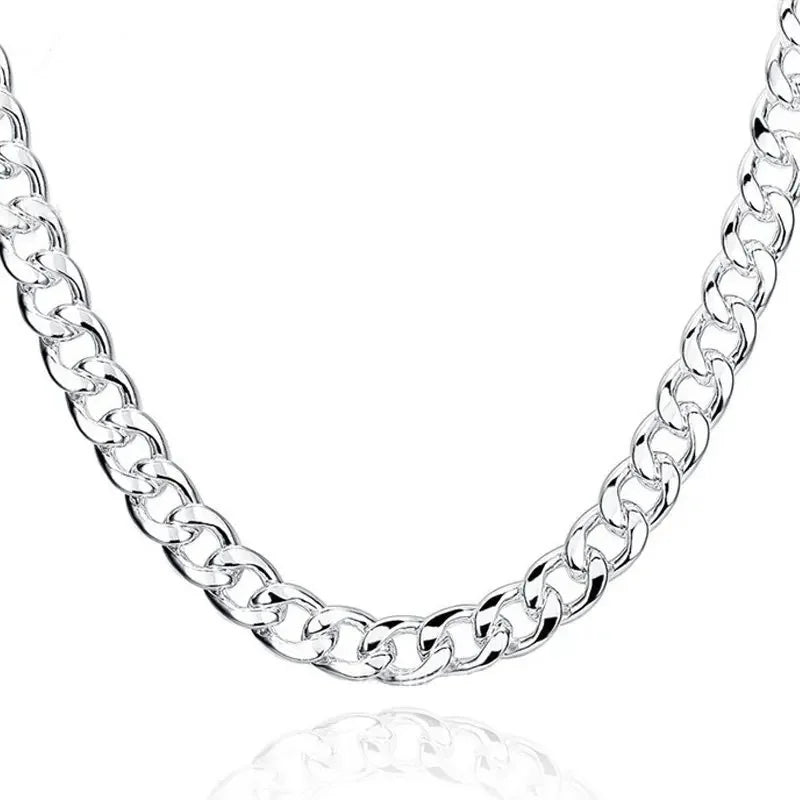 luckacco 925 silver man necklace 10mm 20/22/24 inches cuban chain necklace for women fashion wedding jewelry christmas accessories