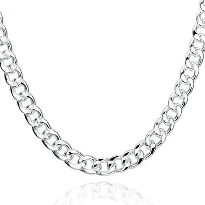 Luckacco 925 Silver Man Necklace 10MM 20/22/24 Inches Cuban Chain Necklace For Women Fashion Wedding Jewelry Christmas Accessories