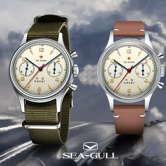 Luckacco Seagull 1963 International Edition Watch for Men Chronograph Manual Winding Mechanical Watches Original ST1901 D304 Memorial