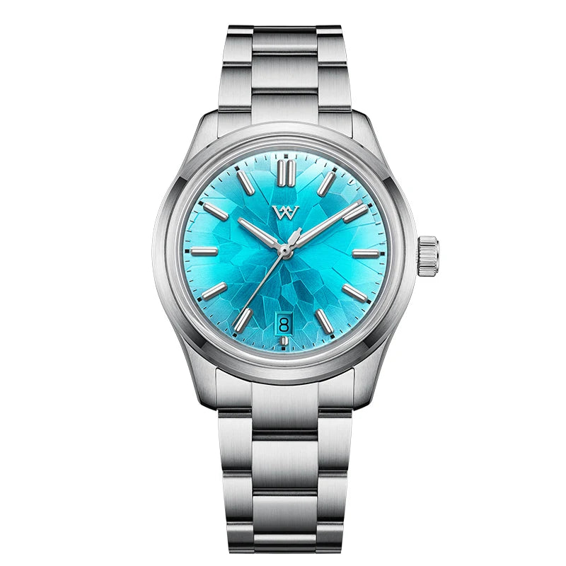 luckacco wm watch automatic mechanical watch nh35 glacier series 100m water resistant ar coated sapphire welly merck watches for man 226m