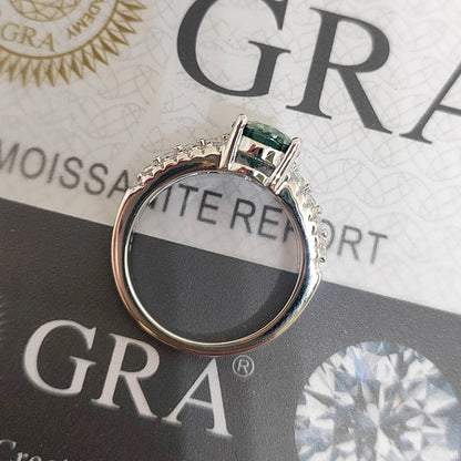 Luckacco Luxury 2ct 7x9MM Oval Moissanite Women Ring GRA Certificate Passed Diamond Test High Jewelry Gift S925 Silver