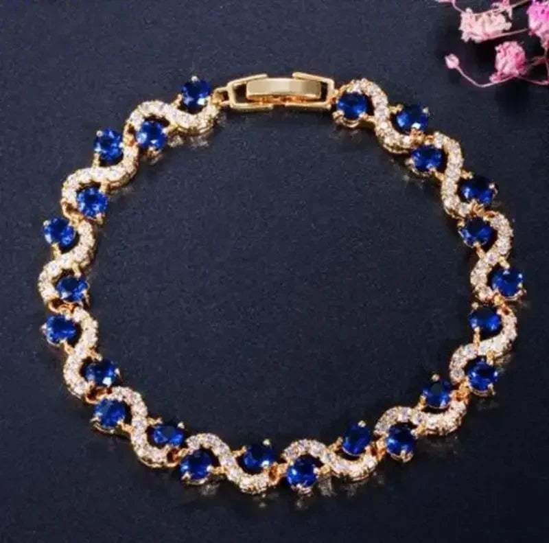 luckacco exquisite shiny tennis ball shape crystal zircon bracelet for women fashion evening party jewelry girls gift