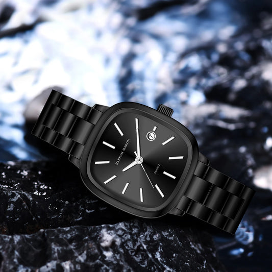 Luckacco Mens Watch Fashion Stainless Steel Strap Japanese Quartz Movement Top Brand Blue Silver 3Bar Waterproof Wrist Watch reloj hombre
