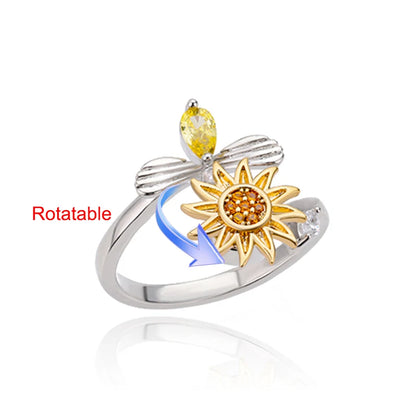 Luckacco Four Clover Rotating Anxiety Rings for Women Gold Color Adjustable Stainless Steel Wedding Ring Aesthetic Jewelry Gift anillos
