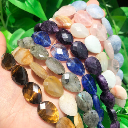Luckacco Natural Faceted Amethysts Labradorite Aventurine Tiger Eye Water Drop Shape Stone Beads DIY Charm For Jewelry Making Bracelet