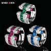Luckacco New Retro 3*4MM Ruby Emerald Sapphire Rings Lab Diamond Gemstone Cocktail Party Fine Jewelry Female Anniversary Personality Gift