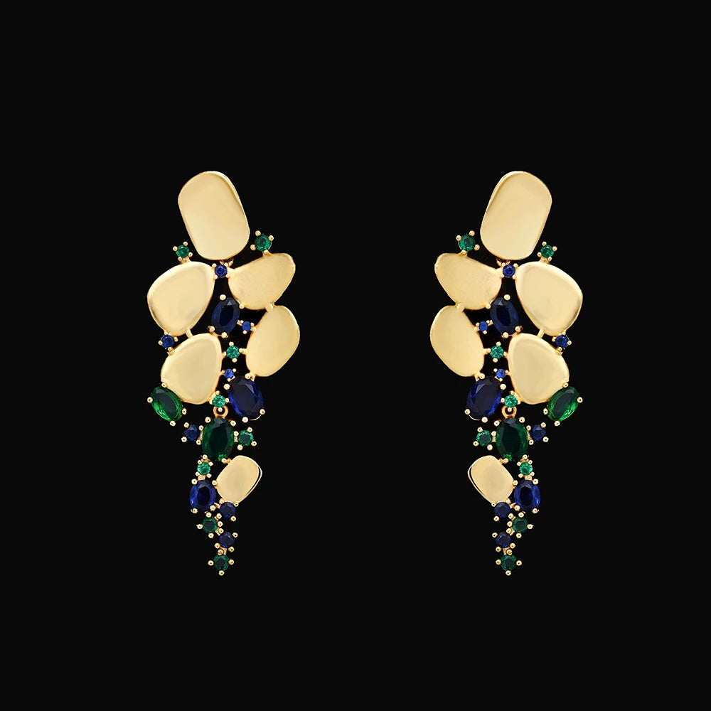 luckacco dubai saudi arabia trendy gold plated pendant 4pcs necklace set fashion women cubic zirconia jewelry sets bridal accessories