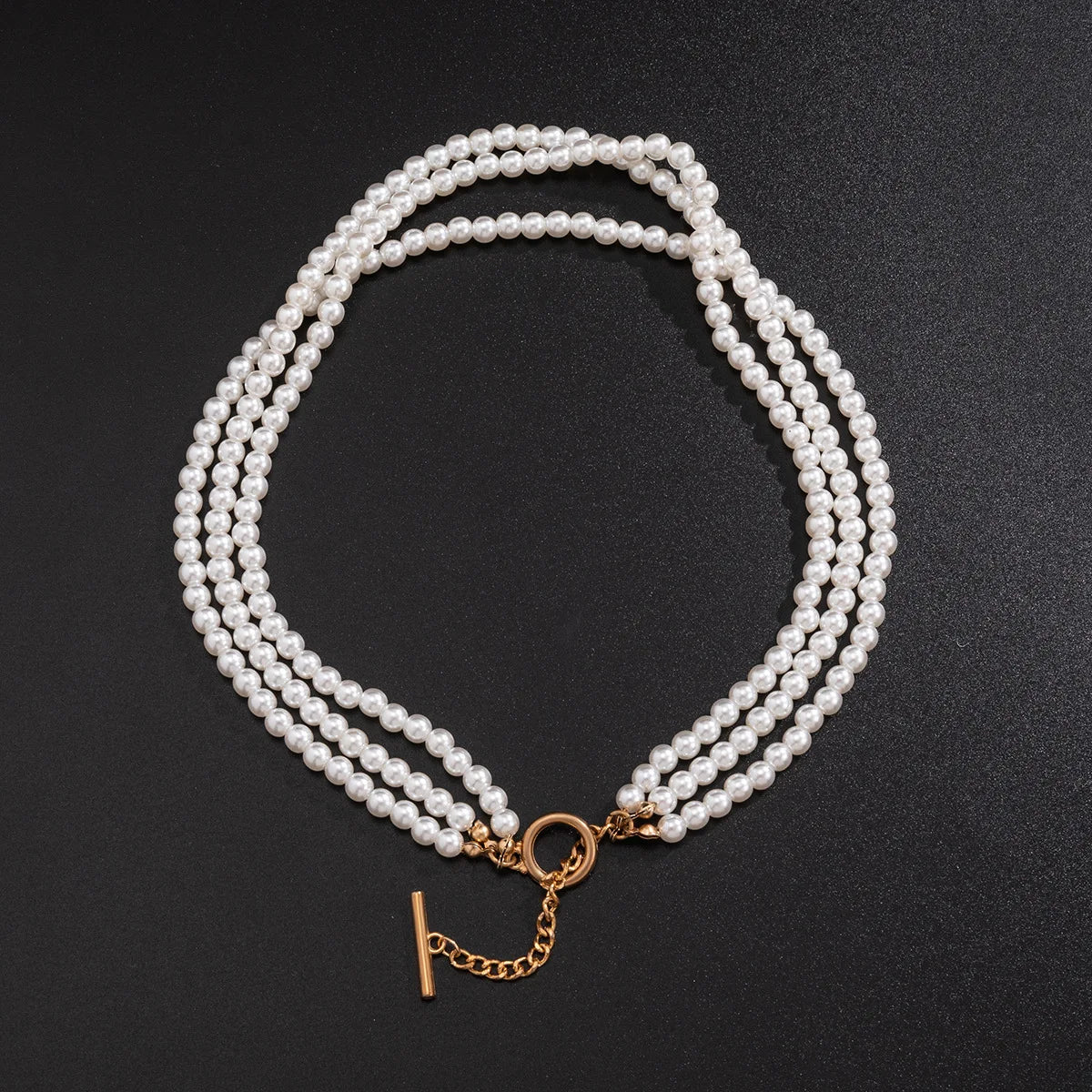 luckacco multi-layer white imitation pearl necklace bead  chain punk ladies wedding short clavicle necklac girl charm banquet jewelry