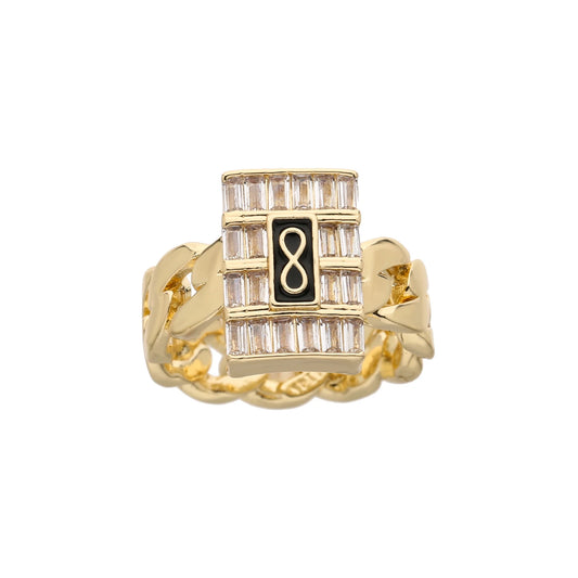 Luckacco New Monaco men's and women's rings, elegant zircon rings, brass material, party gifts, Monaco charm rings