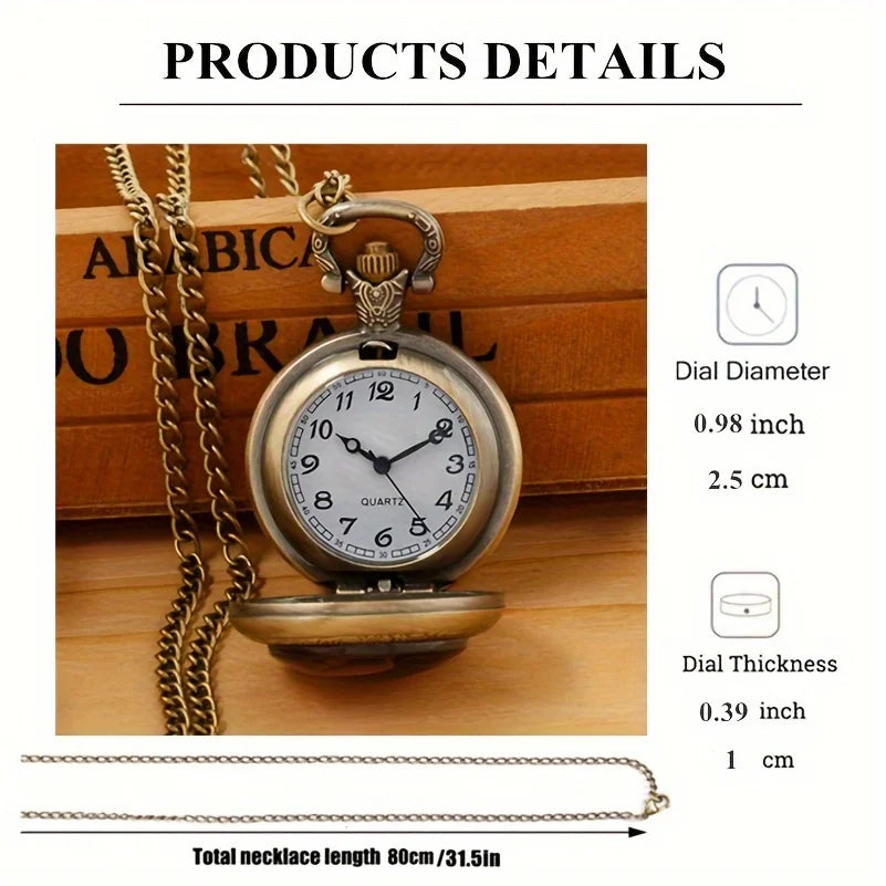 luckacco exquisite vintage mermaid pattern pocket watch design with necklace,precise quartz movement watch,great gift for women and girls