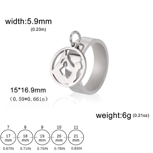 Luckacco Unift Women Stainless Steel Charms Rings Flower Leaf Spider Paw Pendant Finger Ring Fashion Minimalist Couple Jewelry