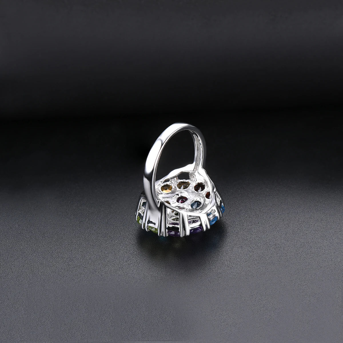 luckacco natural colorful gemstone 925 sterling silver rings genuine multicolor gemstone elegant style fine jewelry women wedding rings