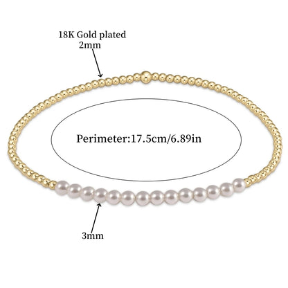Luckacco Vlen Shell Pearl Bracelet With 18K Gold Plated Beaded Bracelets for Women Boho Summer Dainty Stackable Pulseras Jewelry