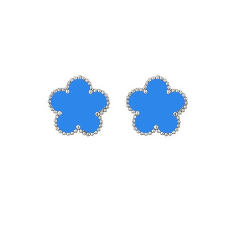 luckacco 14k gold plated five-leaf clover link bracelets white black blue gold red green lucky bracelets jewelry gifts trendy for women