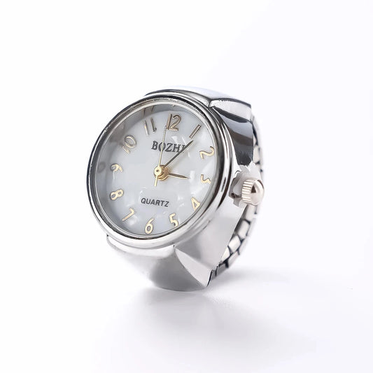 Luckacco Steel Fun New Roman Quartz Finger Watch Rings Vintage Punk Mini Elastic Strap Alloy Watches Couple Rings Jewelry Clock Women Men