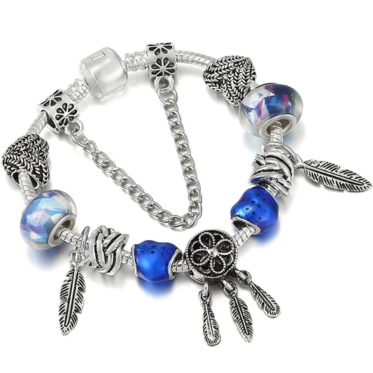 Luckacco BAOPON New Fashion Life Of Tree Crystal Charm Bracelet Fit Green Color Snake Chain Brand Bracelets & Bangles for Women Jewelry