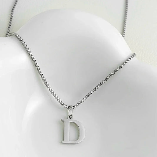 Luckacco Initial necklace letter pendant chamrs stainless steel Necklace jewelry Women's Necklace Box Chain Choker woman trend 2025 gift