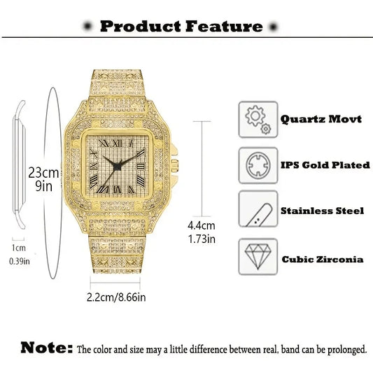 Luckacco Luxury Classic Business Men's Steel Strap Square Roman Scale Rhinestone Quartz Watch Fashion Male Wristwatch Relogio Masculino