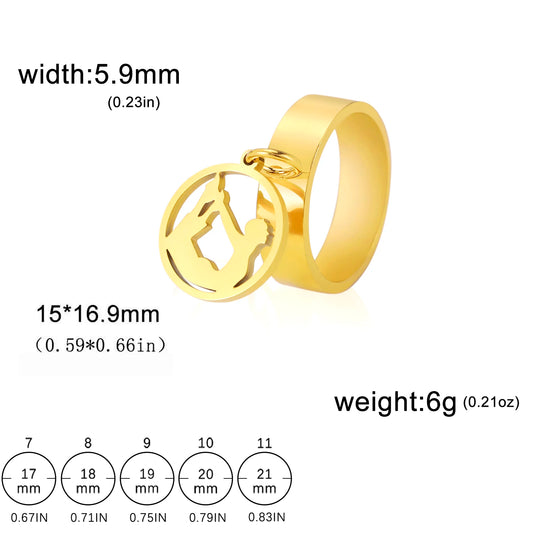 Luckacco Unift Women Stainless Steel Charms Rings Flower Leaf Spider Paw Pendant Finger Ring Fashion Minimalist Couple Jewelry
