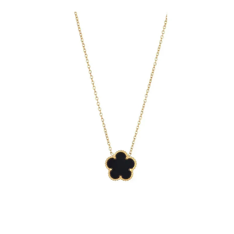 luckacco 14k gold plated five-leaf clover link bracelets white black blue gold red green lucky bracelets jewelry gifts trendy for women