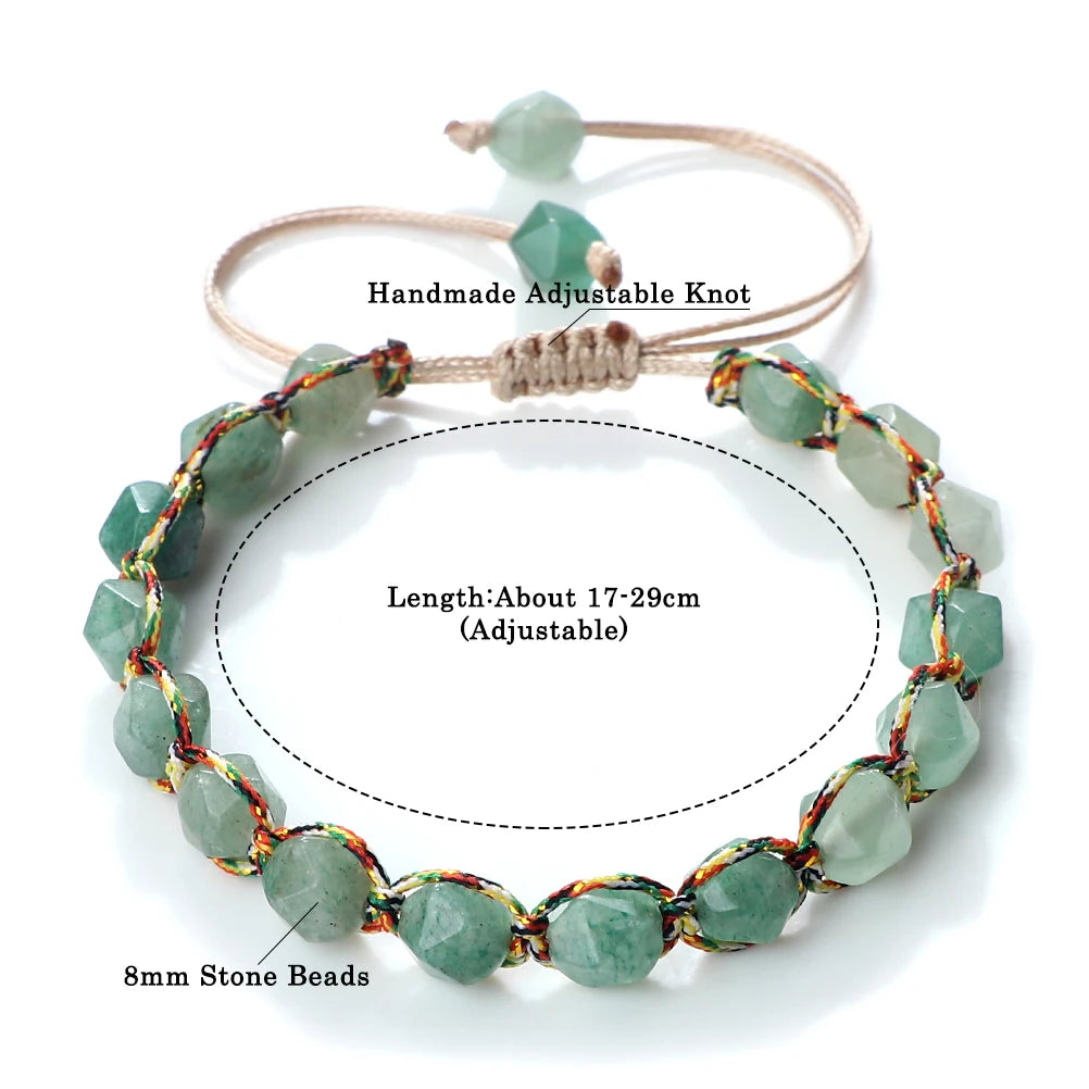 luckacco irregular cut surface beads bracelet trendy adjustable natural tiger eye amethyst pink quartz beaded bracelets for women jewelry