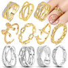 Luckacco New 925 Sterling Silver Rings Gold Heart Bow Adjustable Open Closed Ring Suitable for Women Stacking Ring Fashion Jewelry Gift