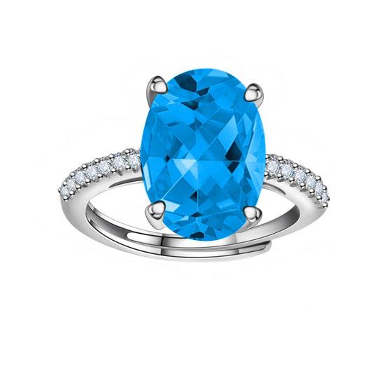 Luckacco 925 Sterling Silver Oval 4ct Lab Diamond Ring for Women – Sparkling Engagement Wedding Band Big Stone Bridal Jewelry Rings