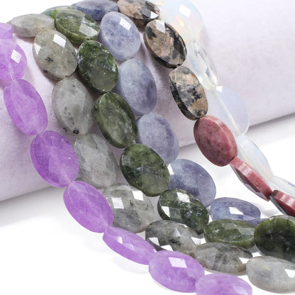 Luckacco AAA Natural Stone Multicolor Faceted Oval Stone Beads 18x13mm Loose Spacer Beads For Jewelry Making DIY Necklace Earrings Gifts