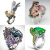 Luckacco Exquisite Unique Spider Fog Finger Rings for women Shiny CZ Crystals Stone Animal  Rings Female Anel accessories gifts