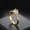 Luckacco Classic 1 Carat Crystal Wedding Ring For Women Zirconia Gold Color Engagement Anniversary Proposal Marriage Ring Jewelry R174