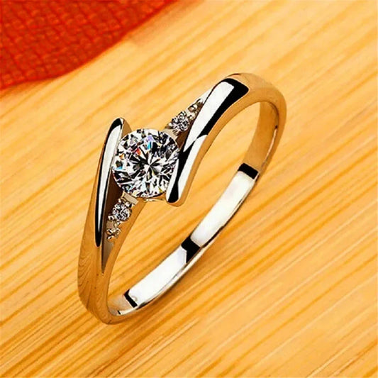 Luckacco 2024 Cute Female Small Round Zircon Stone Ring Vintage Silver Color Wedding Jewelry Promise Crystal Engagement Rings For Women