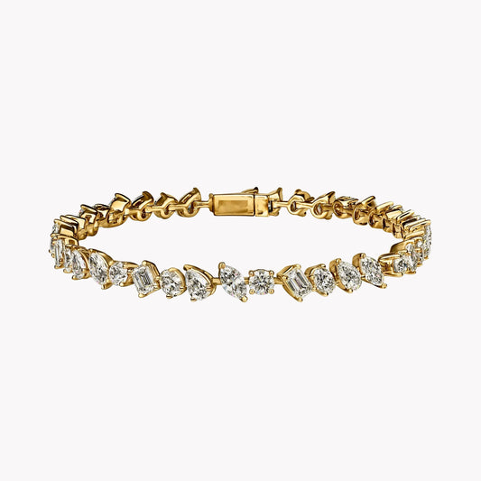 Luckacco 5A Cubic Zirconia Iced Out Bling Geometric CZ Tennis Chain Bracelet For Women Luxury Jewelry