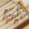 Luckacco HECHENG,13×22MM Copper Electroplated 18K Gold Multi-colour Zirconia Ring Unisex Couple Adjustable Luxury Jewellery 1 Piece