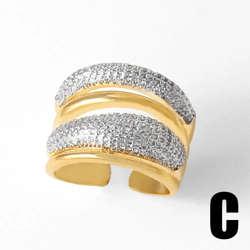 luckacco ocesrio fashion white crystal heart statement rings for women copper gold plated adjustable open ring women jewelry gift righ48
