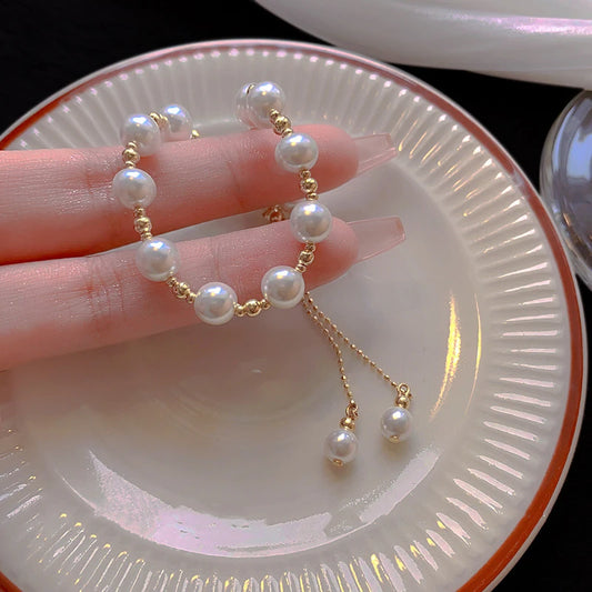 Luckacco LATS New Fashion Unique Design Elegant Delicate Baroque Pearl Bracelet Ladies Premium Jewelry Birthday Party Gift Accessories