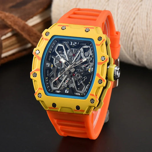 Luckacco Foreign trade new men's watch wholesale color line hollow dial quartz watch simple fashion watch spot
