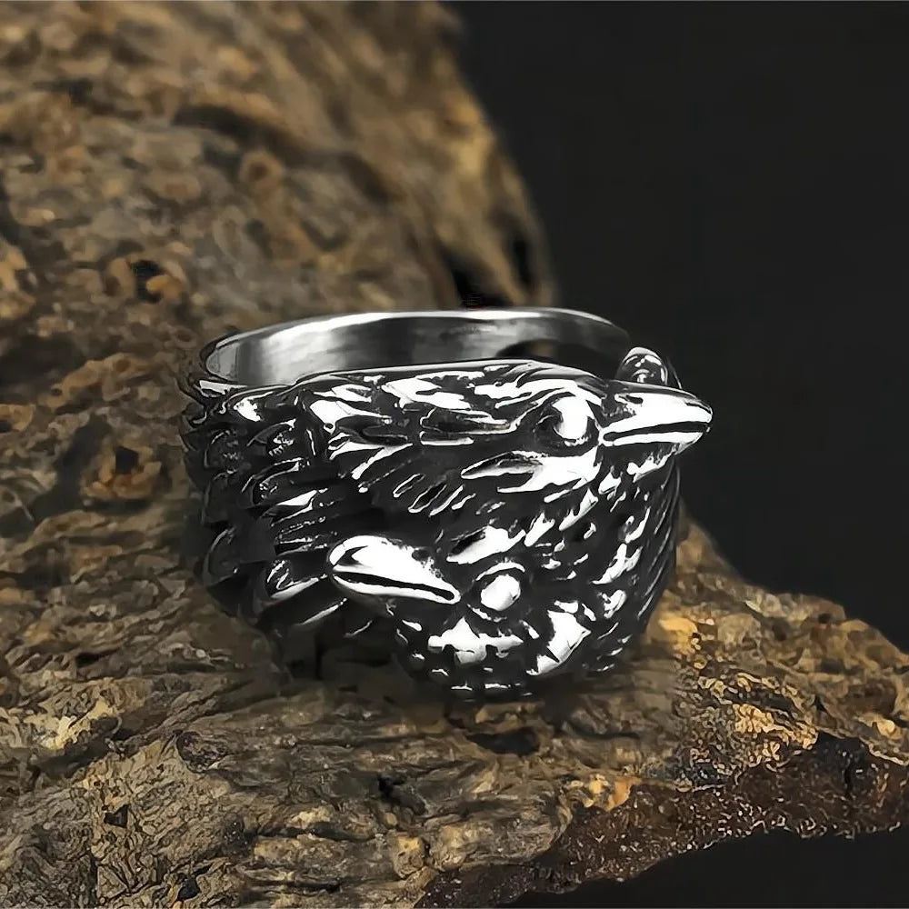 luckacco vintage nordic viking ring stainless steel men ethnic belief odin compass valknut tree of life ring amulet jewelry