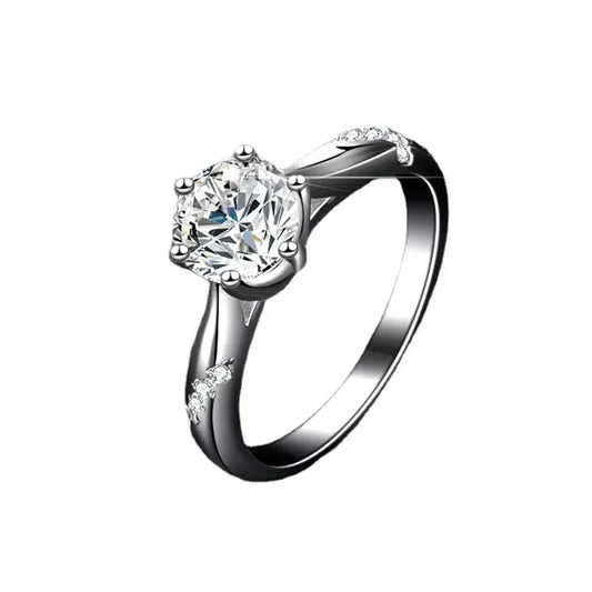 Luckacco Platinum PT950 Moissanite Diamond Rings for Women Wedding Proposal Ring Psychic Six Claw Jewelry Multi-size Available
