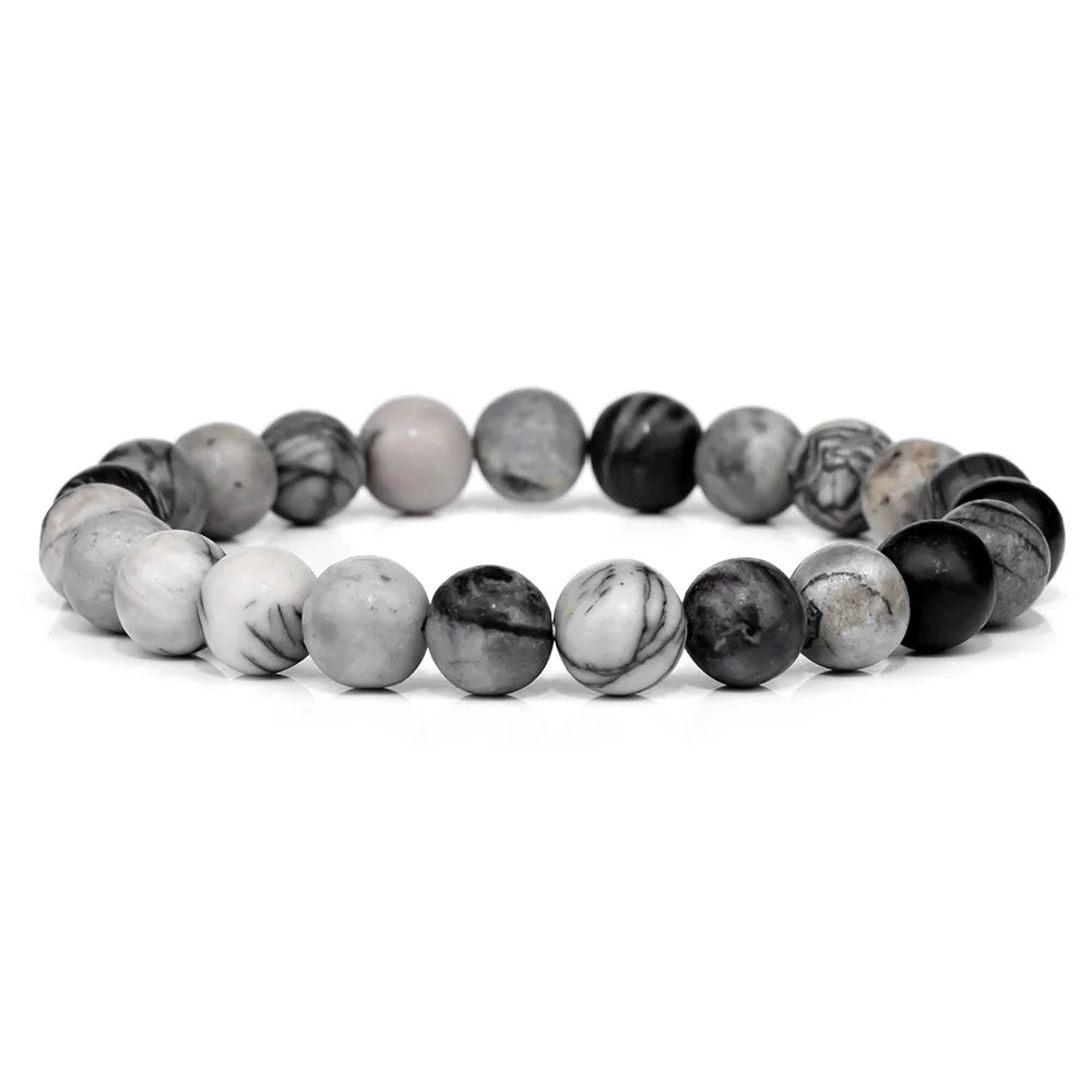 luckacco handmade natural stone african stone beads bracelet men yoga mala jewelry green moss agates beaded bracelet for women men