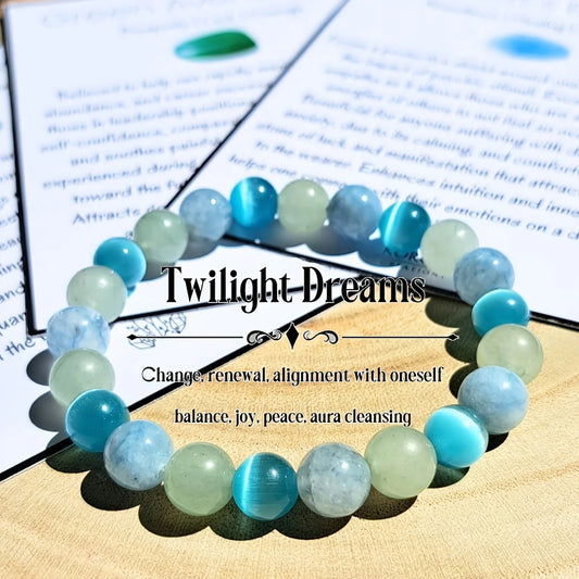 Luckacco 1pc/Twilight  Bracelet made of natural stone  cat's eye aquamarine moonstone handmade jewelry men and women change and balance