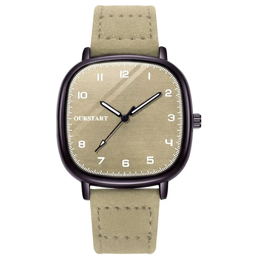Luckacco Vintage Square Dial Leather Belt Wristwatch Brand Quartz Watch Youth Student Watch Casual Fashion Men Women Gift Clock