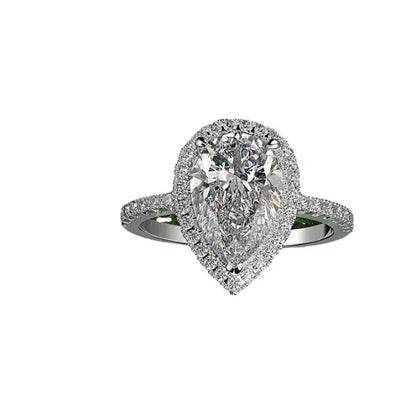 Luckacco Luxury Crystal Water Drop Zircon Rings For Women Silver Plated Stainless Steel  Wedding Anniversary Gift Party Trendy Jewelry